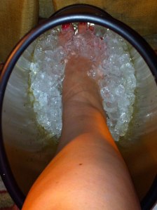 Thank God for hotel ice machines and trash cans.